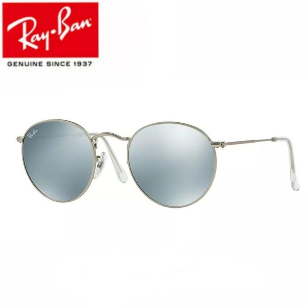RayBan Round Metal Silver Mirror Lenses RB3447 Men & Women
